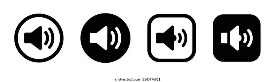 Sound icon set. Audio speaker icon in black design. Vector illustration