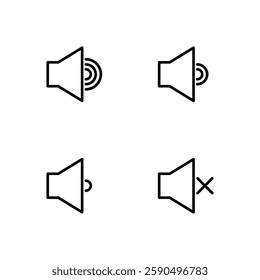 Sound icon set. Audio icon. Speaker, volume icon.