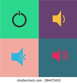 Sound icon set. button is turned on and off