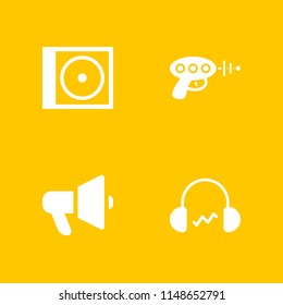 sound icon set. compact disc, megaphone and blaster vector icon for graphic design and web
