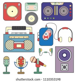 sound icon set concept cartoon. filled line.vector ,illustration.