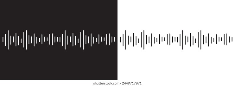 set de iconos de sonido. grabador digital de voz símbolo de Vector de onda de audio. icono de frecuencia de onda de sonido en color blanco y negro. Ondas de sonido, Ecualizador, Ondas de audio, Señal de radio, Música.