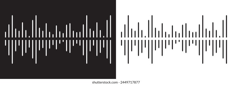 sound icon set. digital recorder voice audio wave vector symbol. soundwave frequency icon in black and white color. Sound waves, Equalizer, Audio waves, Radio signal, Music.