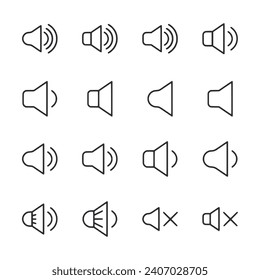 Sound icon set isolated on white