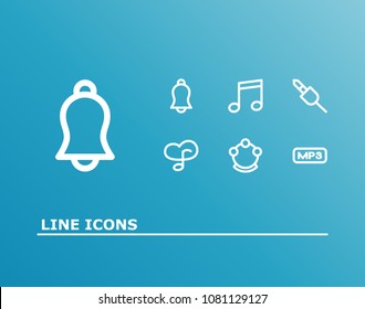 Sound icon set and quaver with plug, bell and mp3 file. Timbrel related sound icon vector for web UI logo design.