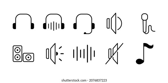 Conjunto de iconos de sonido, trazo simple y editable, mejor para banner o diseño web