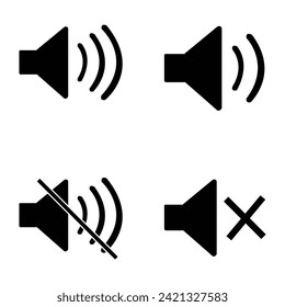 Icono de sonido. Establecer el icono del altavoz. Icono vector de sonido, símbolo de volumen de música. Ilustración vectorial. Diseño plano. Archivo EPS 40.