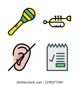 sound icon set. vector set about maraca, trumpet, deaf and report id icons set.