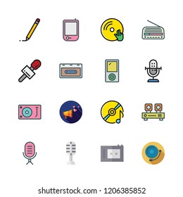 sound icon set. vector set about cassette, edit, radio and megaphone icons set.