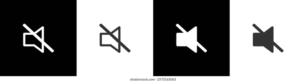 Sound icon, silent volume, speaker sign, audio control icon. Аn icon that increases and reduces the sound. Sound volume icon with different signal levels on black, white and transparent background.