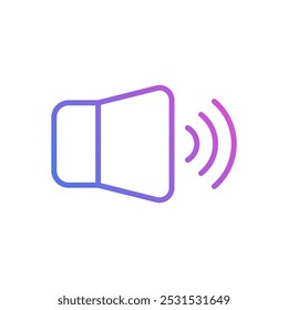 Um ícone de som que é frequentemente usado em vários designs, incluindo aplicativos, sites e dispositivos eletrônicos. Este símbolo representa áudio, som ou voz em geral.