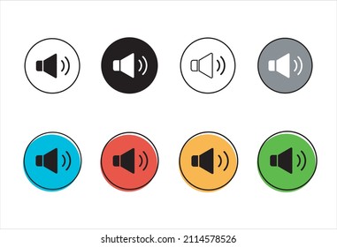 icono de sonido, ilustración vectorial, imagen vectorial, negro, blanco, gris, azul, rojo, naranja, verde