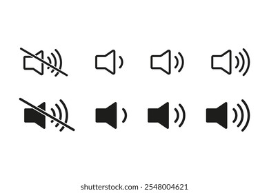 Sound-Symbol. Lautstummschaltung. Lautstärkeregler für Lautsprecher stumm schalten. Ruhiges Schild einzeln auf weißem Hintergrund.