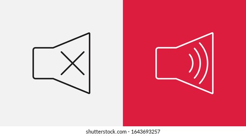Tonsymbol, Vektorillustration-Symbol für Lautstärke. Symbole für Sound Ein und Sound Off eingestellt. Kein Vektorillustration-Symbol für Lautstärke. Mindelknopf