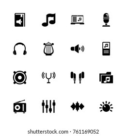 Sound icons - Expand to any size - Change to any colour. Flat Vector Icons - Black Illustration on White Background.