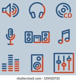 Sound icons, light blue contour