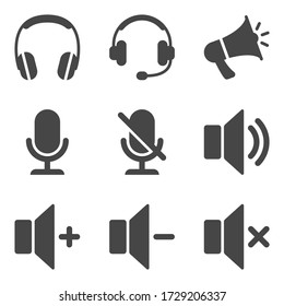 Sound icons set - audio sign and symbols.