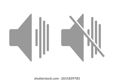 Sound Icons. Set of no sound, No speaker icon. Volume Off symbol. Silent mode icons. Vector isolated Volume icon set. eps 10