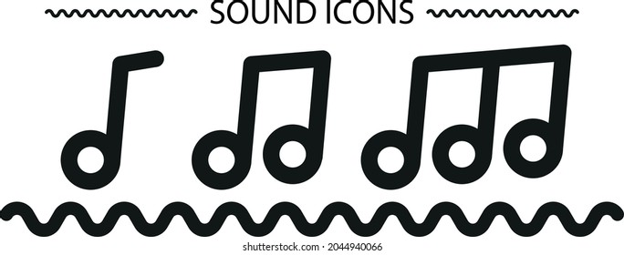 Sound icons set with notes for your app design.