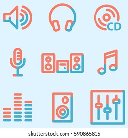 Sound icons set, signs for infographics, web, presentation