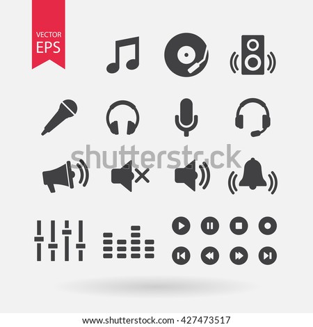 Sound icons set vector, Audio signs, buttons, elements Isolated on white background. Music, volume concept, Trendy Flat style for graphic design, logo, Web site, social media, UI, mobile app, EPS10 