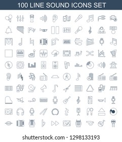 sound icons. Trendy 100 sound icons. Contain icons such as maraca, disc on fire, whistle, harp, gramophone, fast forward, bemol, harmonic, music note. sound icon for web and mobile.