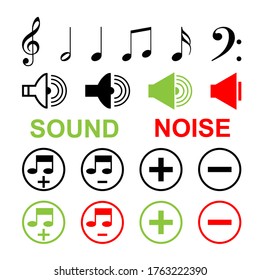 
Sound-Symbole. Volumen. Elemente für Design, Werbung, Web, Verpackung. Vektorgrafik.
