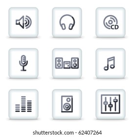 Sound icons, white square glossy buttons