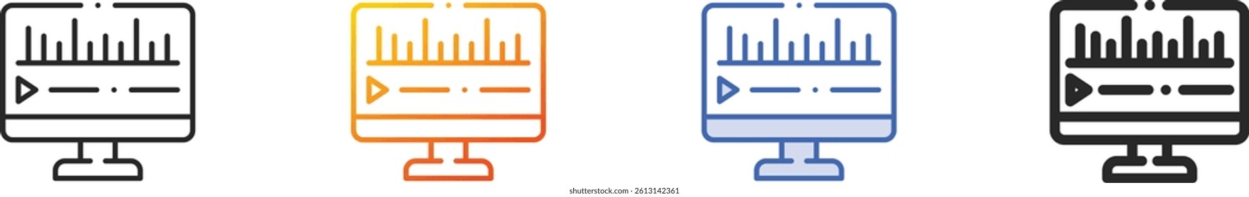 sound icon.Thin Linear, Gradient, Blue Stroke and bold Style Design Isolated On White Background