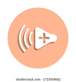 Sound increase badge icon. Simple glyph, flat vector of music icons for ui and ux, website or mobile application