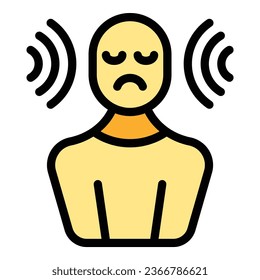 Sound insomnia icon outline vector. Bed person. Sleep disorder color flat