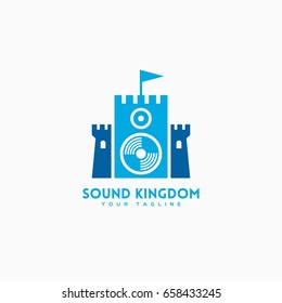 Sound kingdom logo template design with towers. Vector illustration.