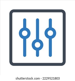 Sound level control icon. Sound adjustment vertical icon. Vector and glyph