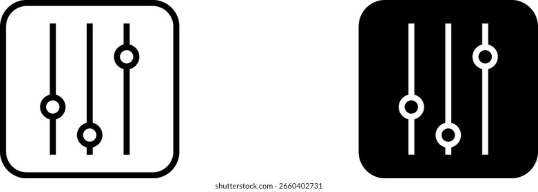 Sound level control icon set. Sound adjustment vertical icon. Vector Illustration