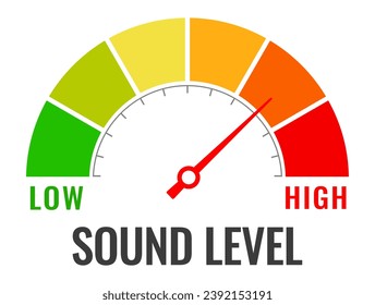 Sound level meter, loudness vector chart design on white background