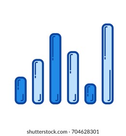 Sound level vector line icon isolated on white background. Sound level line icon for infographic, website or app. Blue icon designed on a grid system.