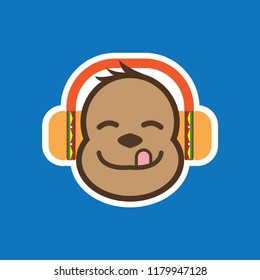 sound like hamburger vector illustration. monkey with earphone.