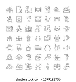 Sound linear icons, signs, symbols vector line illustration set