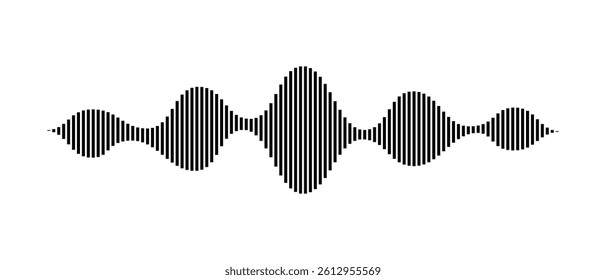 Sound linear wave on white background, AI voice assistant visualization, Sound wave equalizer, Vector illustration.