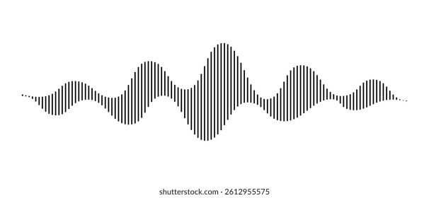 Sound linear wave on white background, AI voice assistant visualization, Sound wave equalizer, Vector illustration.