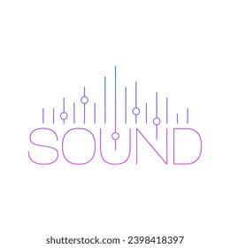 sound lines and sound word. sound concept. sound concept for the music world