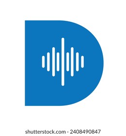 Sound Logo combine with letter D vector template