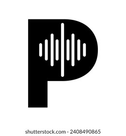 Sound Logo combine with letter P vector template