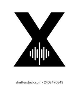 Sound Logo combine with letter X vector template
