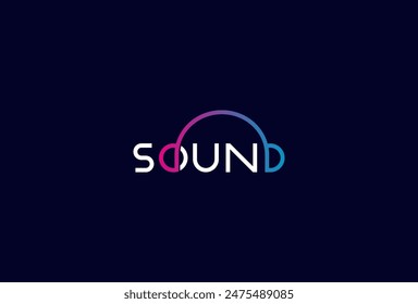 Sound Logo, letter O and D with headset  icon combination in text Sound typography logo, vector illustration