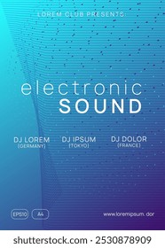 Sound Magazine. Edm Design. Green Party Flyer. Music Electro Graphic. Nightclub Disco Invitation. Violet Night Club Banner. Festival Vector. Blue Sound Magazine