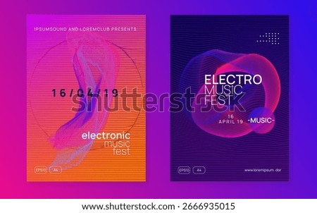 Sound Magazine. Electro Vector. Music Concert Element. Techno Event. Nightclub Audio Invitation. Pink Discotheque Set. Green Dj Background. Blue Sound Magazine