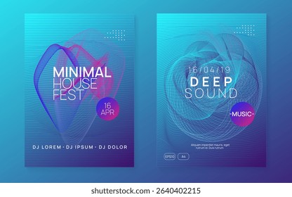 Sound Magazine. Green Techno Design. Dance Poster. Blue Music Event. Concert Vector. Soundwave Disco Invitation. Dj Trance Template. Pink Sound Magazine
