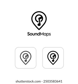 Sound Map Logo - Musical Pin Logo Design Idea