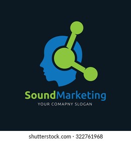 Sound Marketing,Marketing Logo,head logo,Human logo,Vector logo template